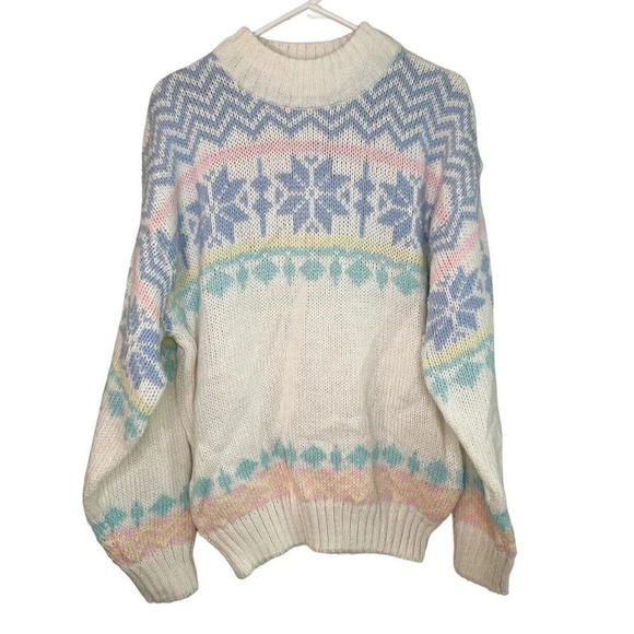 VTG Women’s Chunky Knit Grandma Sweater 80s 90s Snow Bunny NOS Ribbed 2X *Flaw - Picture 5 of 14